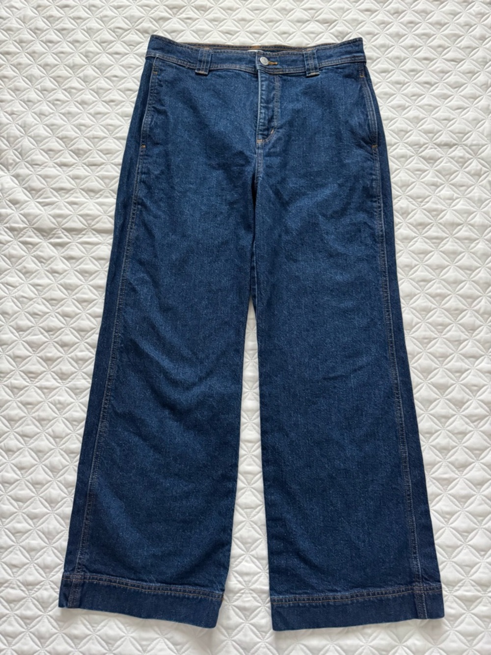Ann Taylor LOFT Dark Blue Wide Leg Denim Jeans Size 6, Waist 28